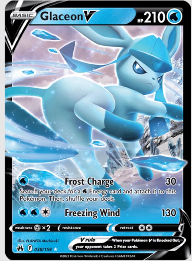 038/159 Glaceon V Englisch Zenit der Könige /Crown Zenith