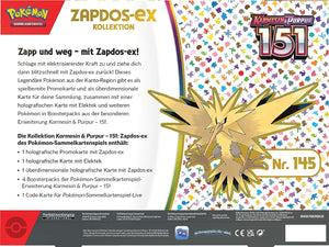 Pokémon - Karmesin & Purpur 151 Zapdos‑ex Kollektion (DE)